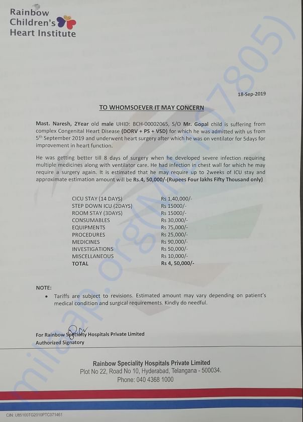 Estimation letter