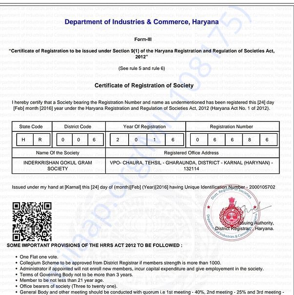 Registration Certificate