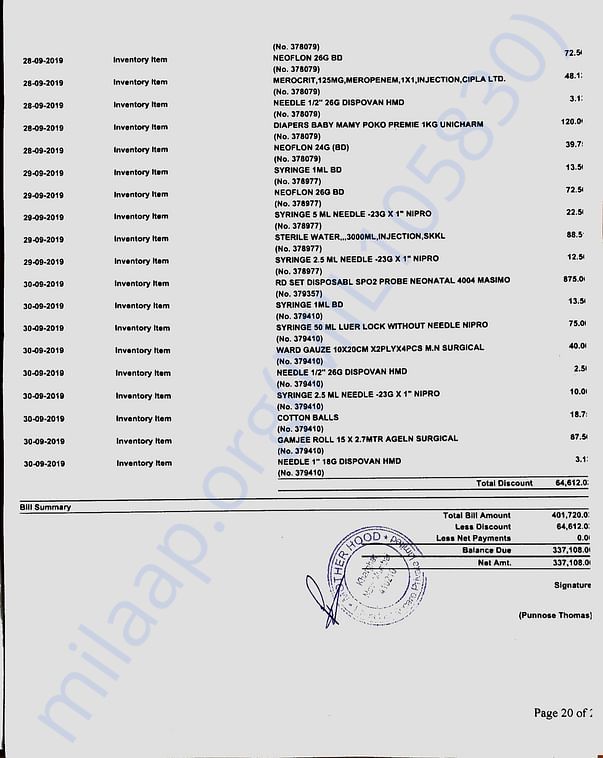 Twin2 psrovisional bill - till 1 Oct Last Page