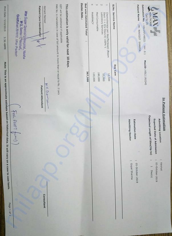 Estimate for chemotherapy