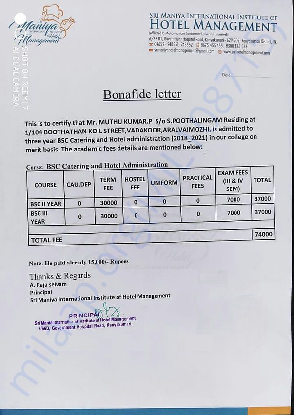 Fees_Bonafide