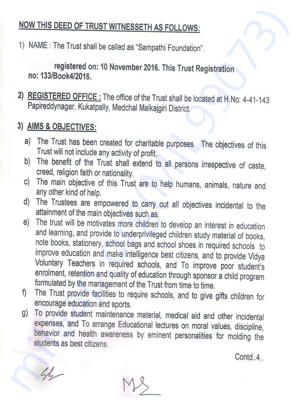 Our non-profit charity documents
