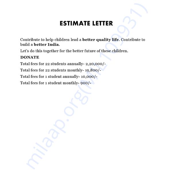 Estimation Letter