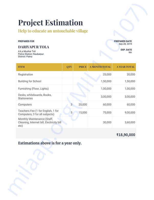 Estimation Letter