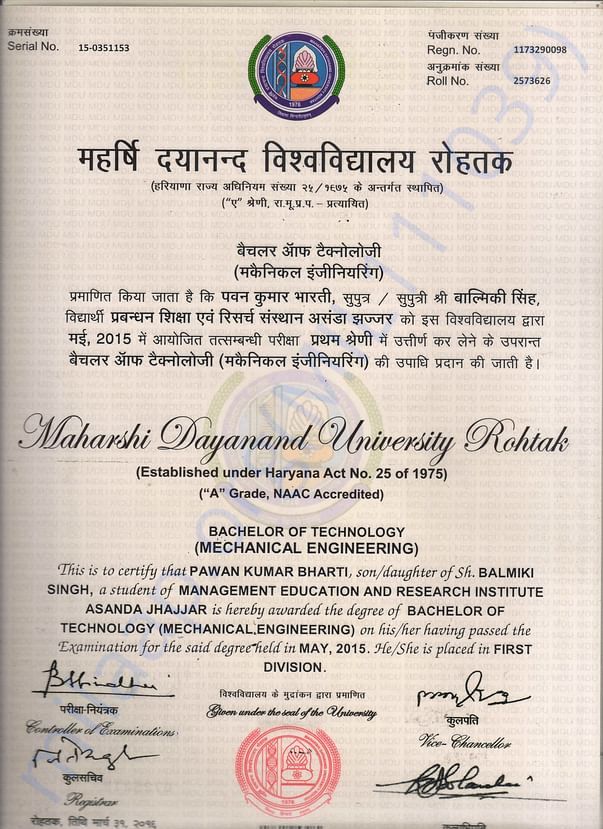 Degree of BTech