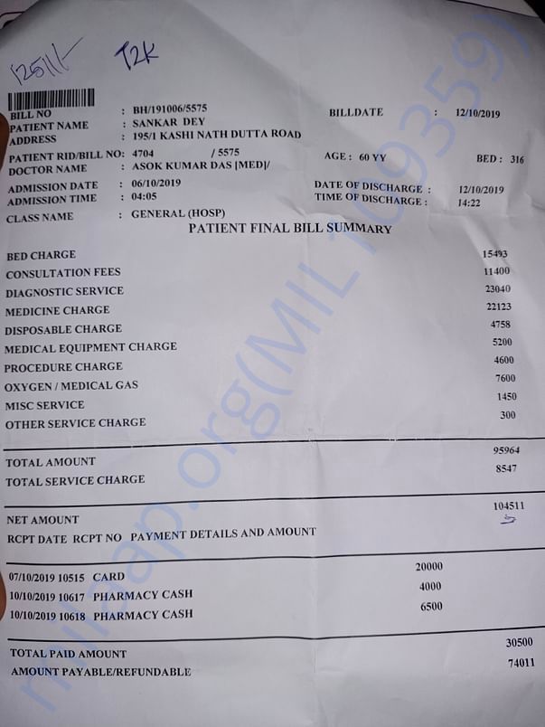 Patient Final Bill Summary