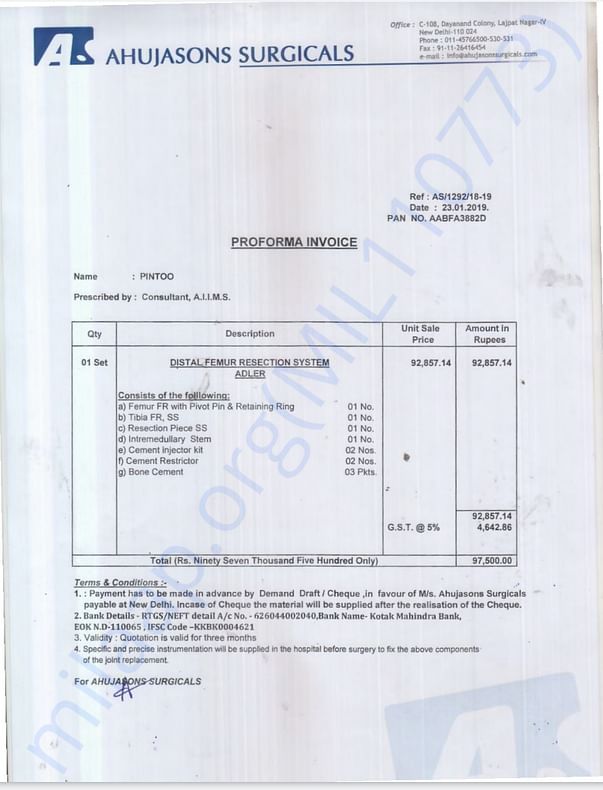 Estimate invoice