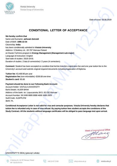 Admission letter