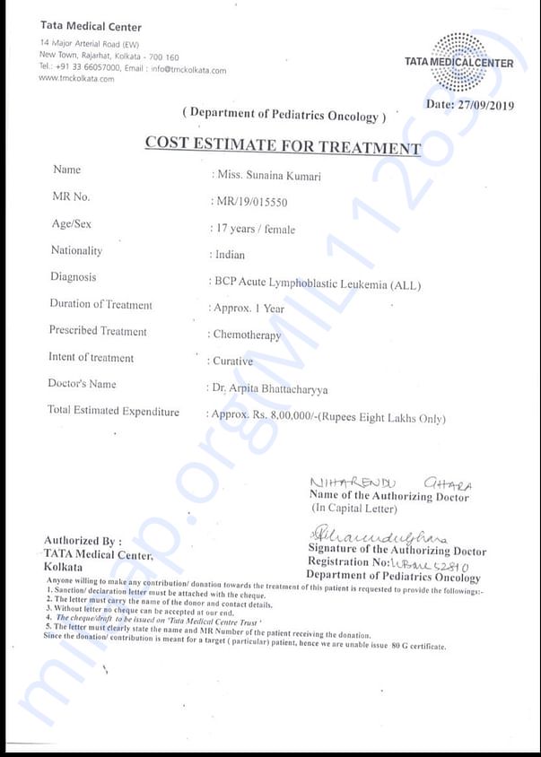 Estimation letter