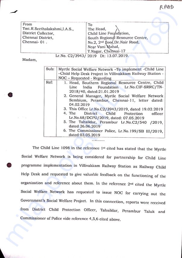 Chennai Collector NOC