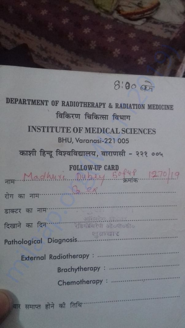 this is radiotherapy , cemotherapy card