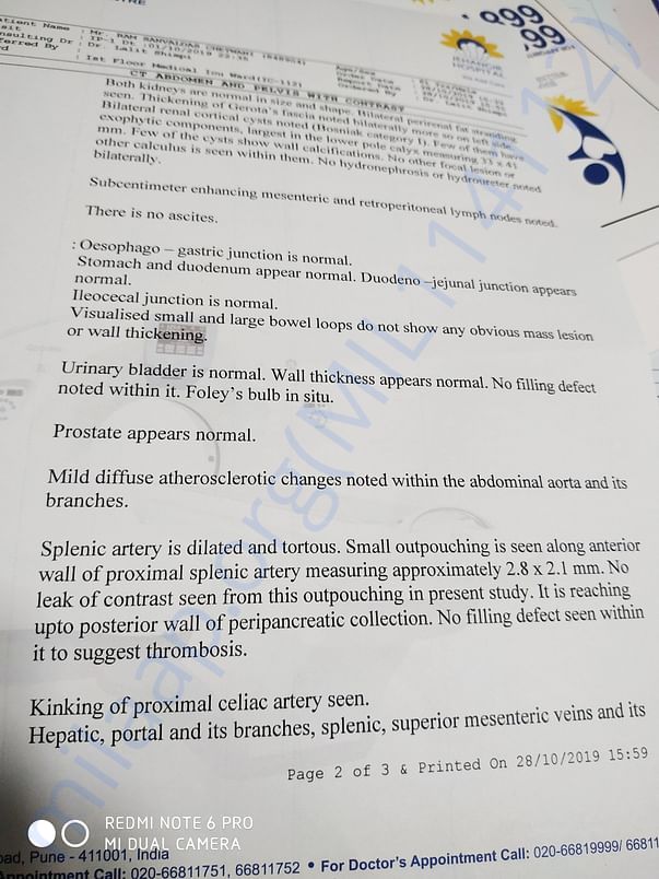 CT Scan Report after Surgery