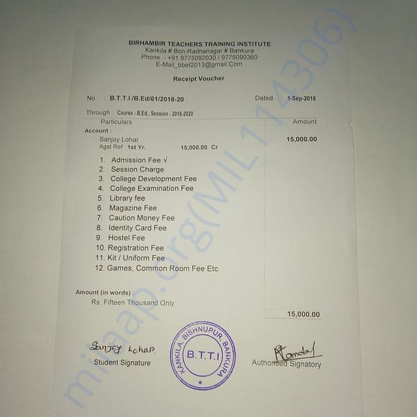 Admission letter