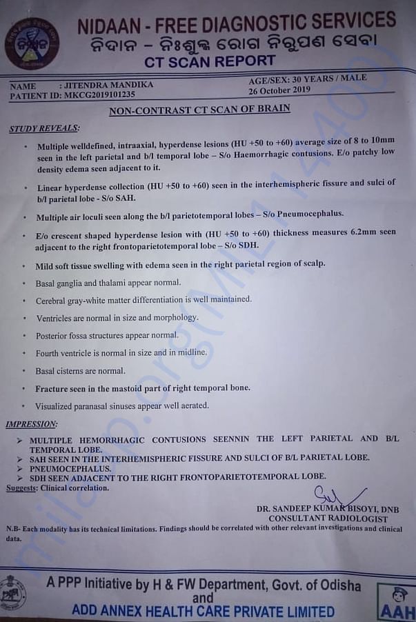Diagnostic reports of Jitendra