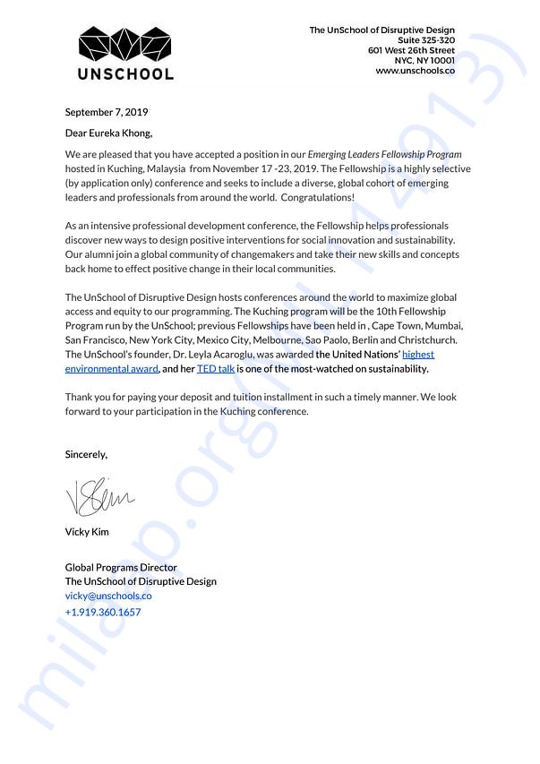 Admission letter