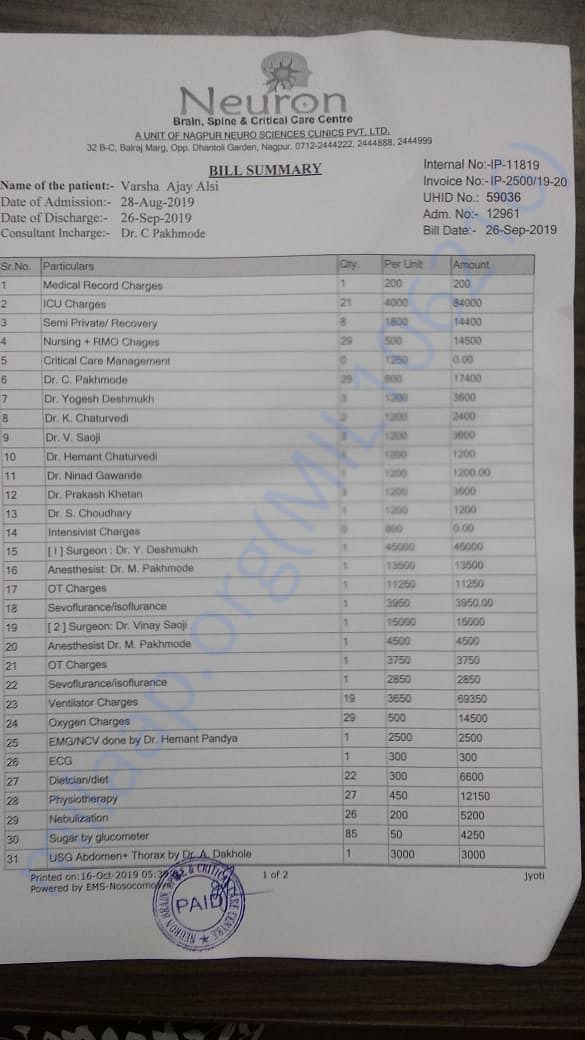 hospital invoice