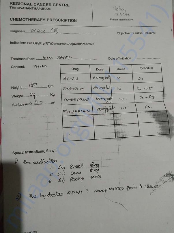 Chemotherapy Prescription