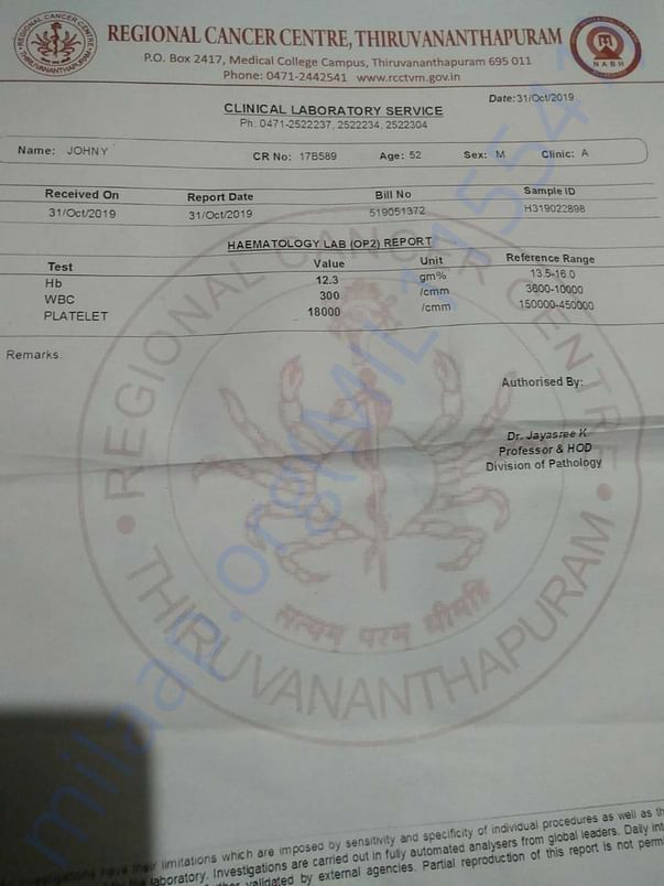 Clinical Laboratory Report