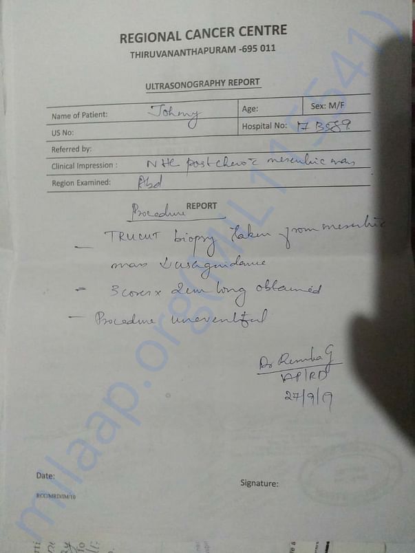 Ultrasonography Report