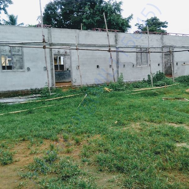 The incomplete school building without the veranda