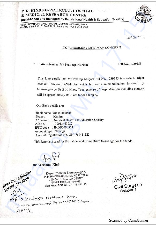 MEDICAL ESTIMATE FROM HINDUJA HOSPITAL