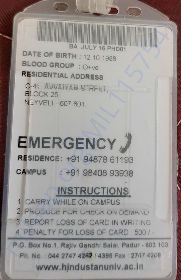 College identiy card