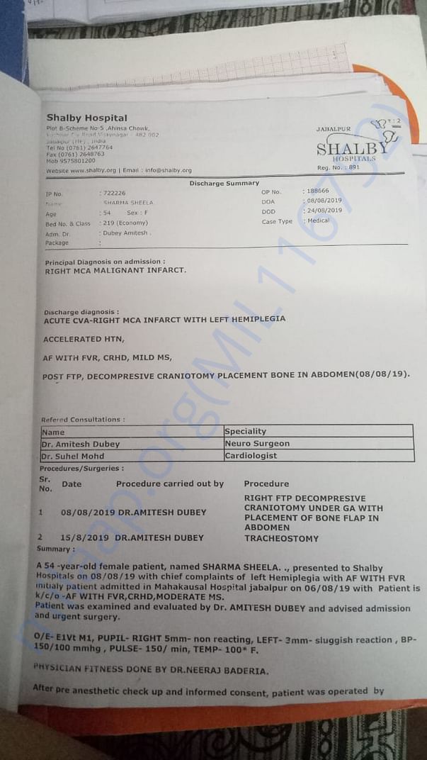Previous Discharge reports when my mother was first admitted