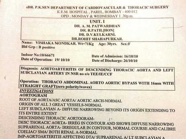 39 Years Old Vishakha Needs Your Help Fight Aortoarteritis