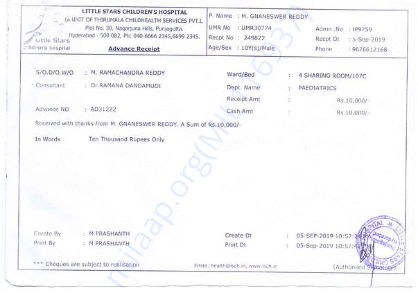 Advance Payment Receipt