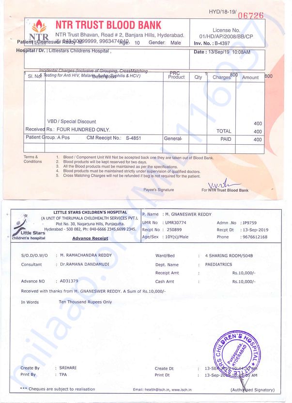 Blood Bank And Advance Receipt