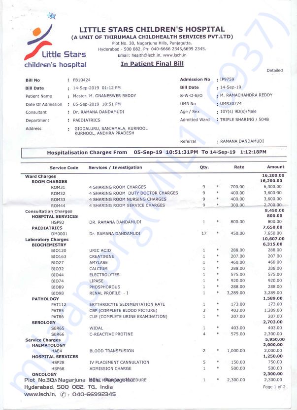 In-Patient Bill