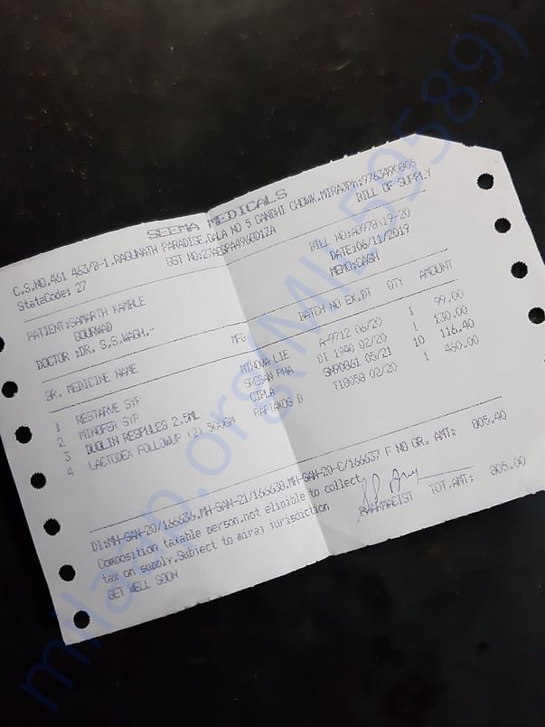 Medical receipts