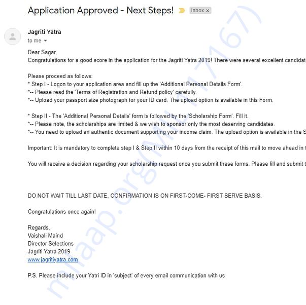 Admission letter