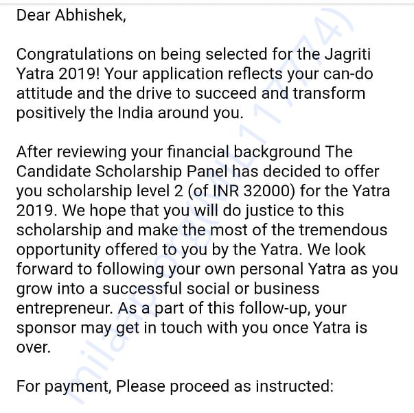 Admission letter