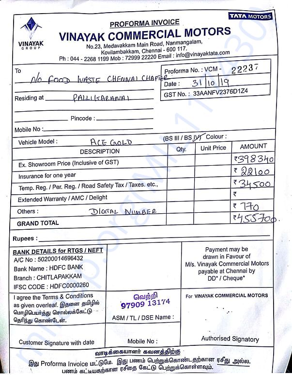 tata ace quotation