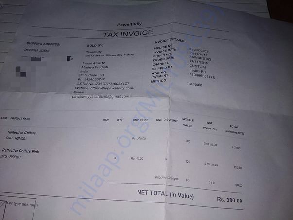 Receipt of my purchase