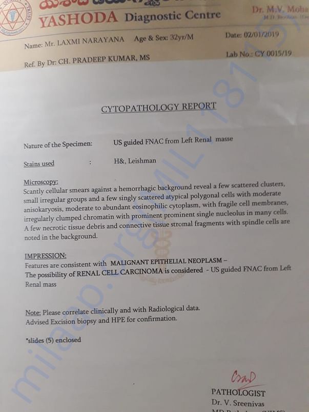 Renal cell carcinoma diagnosed