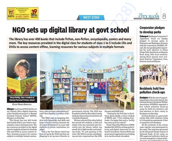 READ2LEAD Program launched at Miyapur Primary School