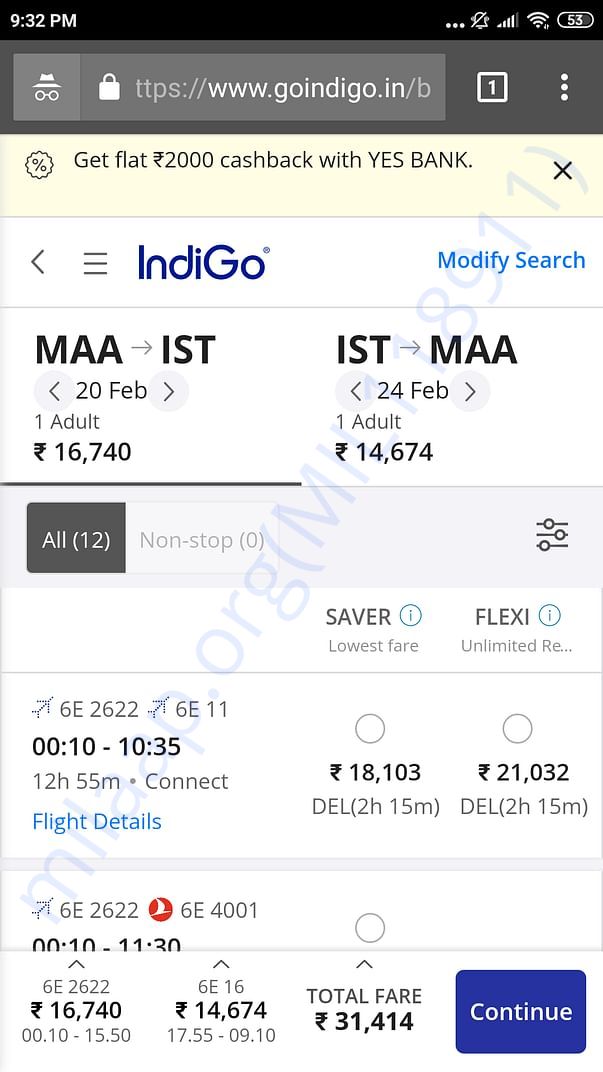 Air tickets expenses details