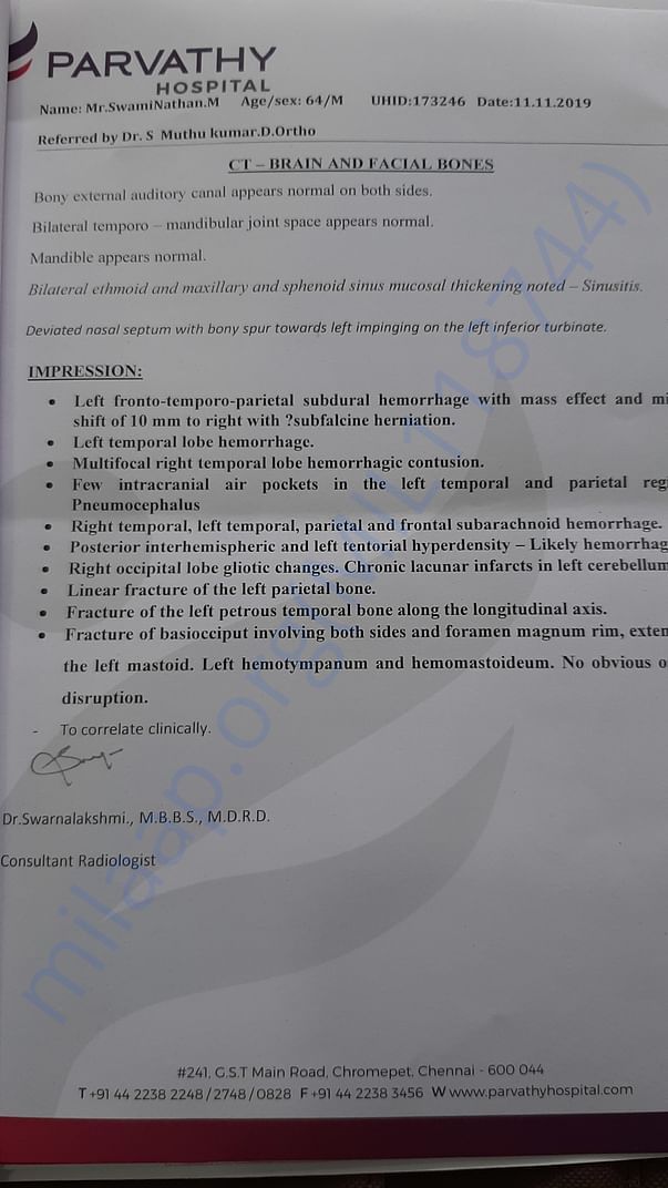 CT scan report