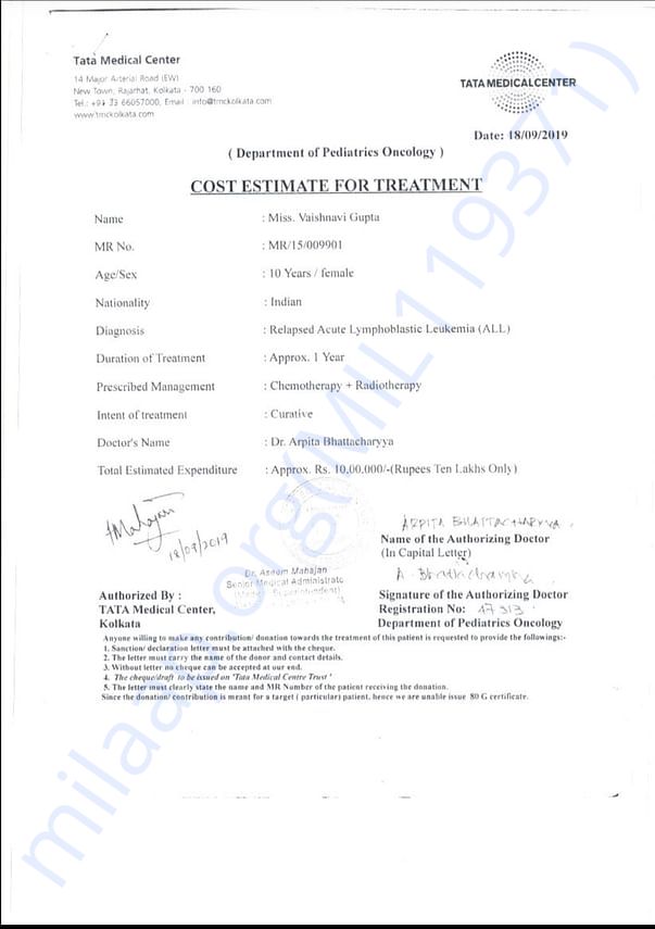 Estimation letter