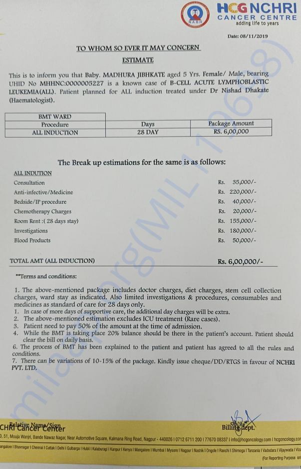 Estimation letter