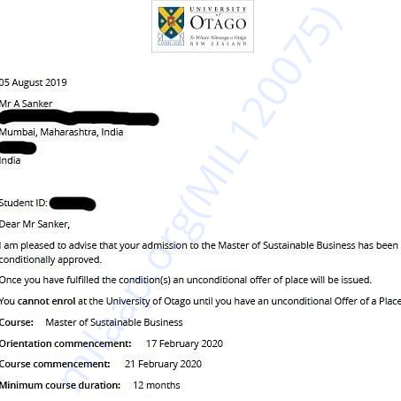 Admission letter