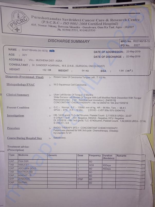Hospital prescription