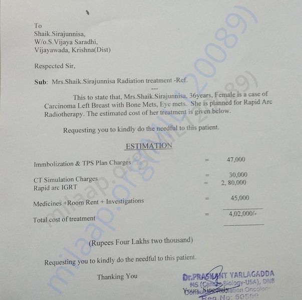 Estimation letter
