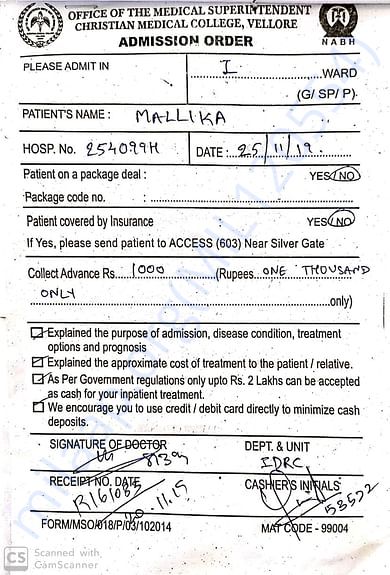 Hospital prescription