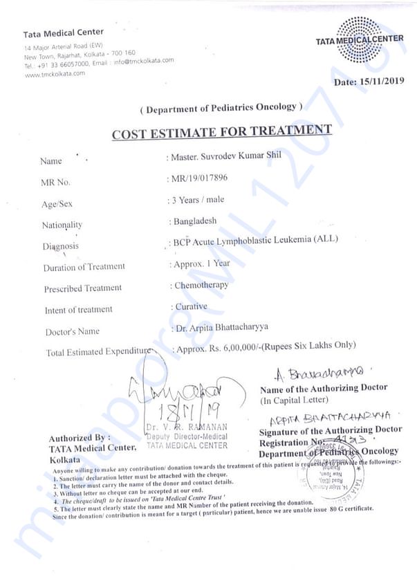 Estimation letter