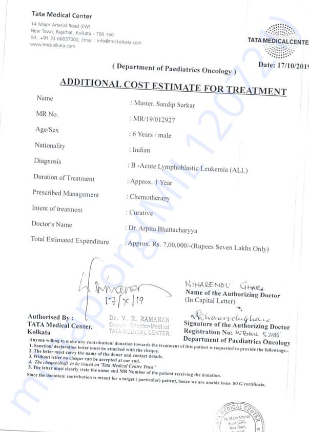 Estimation letter