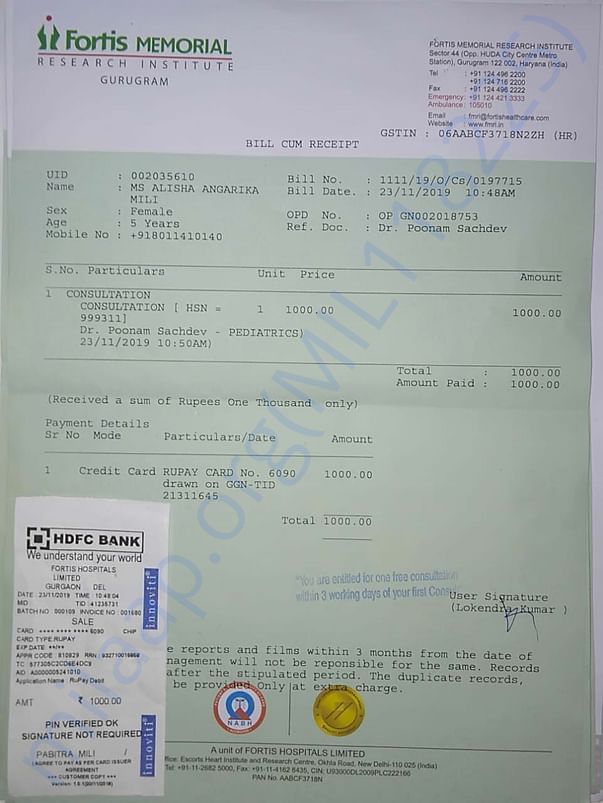 dr. consultation fees