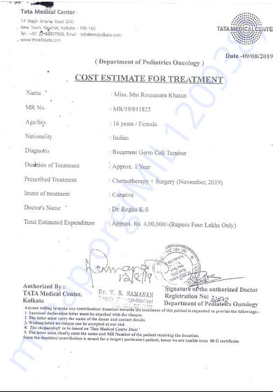Estimation letter